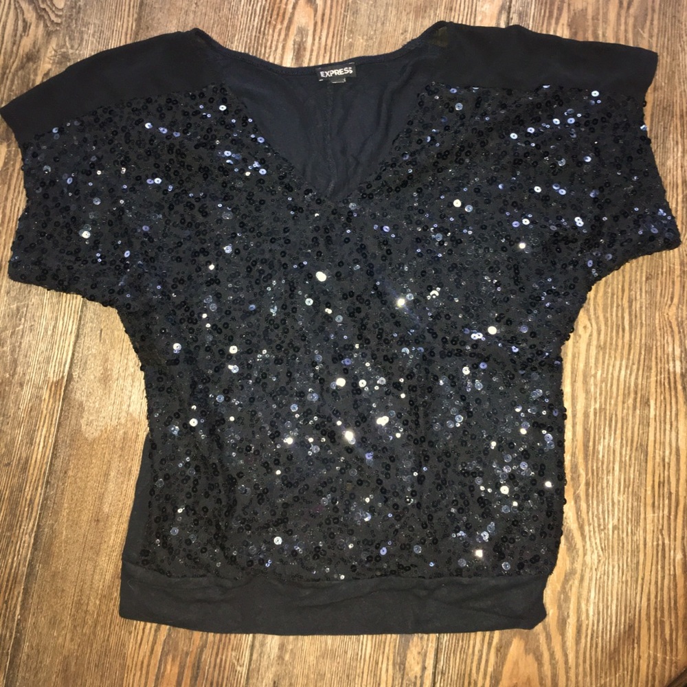 EXPRESS black sequin top size:XS